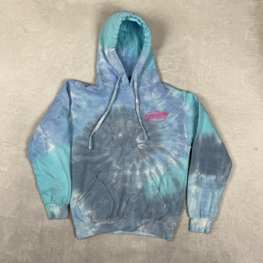 Santa Cruz Hoodie Womens Small Blue Tie Dye Fleece Pullover Skateboards